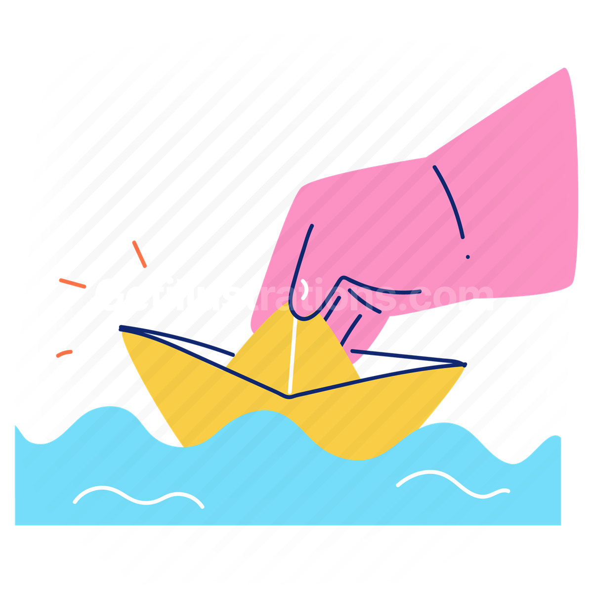 paper boat, boat, fold, paper, hand, gesture